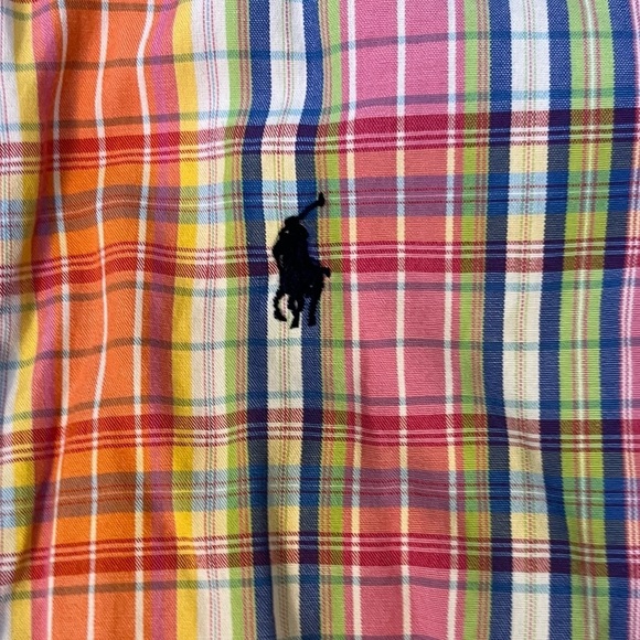Ralph Lauren Long Sleeve Button Down Shirt 24 Months Poplin Pastel Plaid - Picture 4 of 5